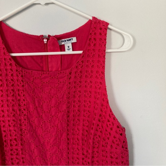 3/$15 Bright Pink Eyelet Dress | Old Navy | Size 10 - Picture 6 of 7